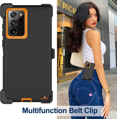 for Galaxy Note 20 Ultra Case with Belt Clip Holster, 2 Screen Protector, Military Grade Full Body Heavy Duty Shockproof Rugged Protective Cover f...