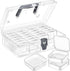 Jutieuo Small Bead Organizers with Handle, 25 Pieces Plastic Storage Cases Mini Clear Bead Storage Containers Boxes with Hinged Lid and Large Rect...