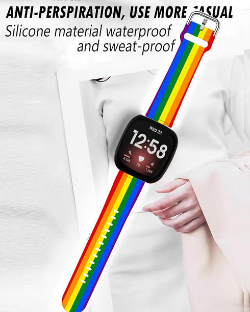 Sport Band Compatible with Versa 4/Versa 3/Sense 2/Sense for Women Men,Elastic Replacement Wristbands Strap for Versa 4/Versa 3/Sense 2 Smart Watc...