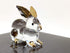 Rabbit Tiny Miniature Figurines Animals Hand Blown Glass Art W/22K Gold Trim Collectible Gift Decorate, Clear Gold...