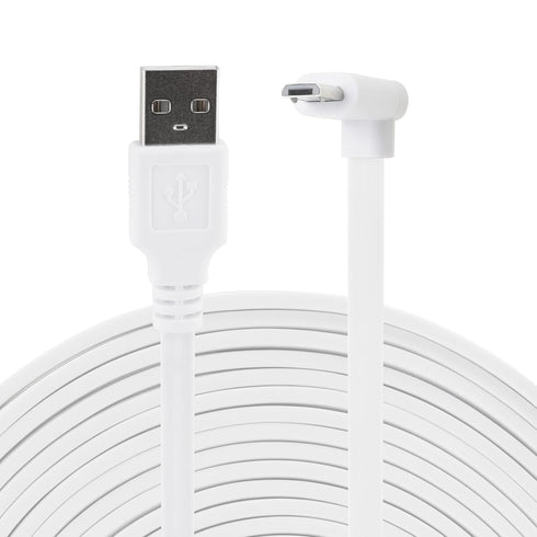 LEFXMOPHY Power Cord for WYZE Cam Pan V3 90 Degree L-Shape Connector 20ft Micro USB Right Angle White Extension Charging Cable......