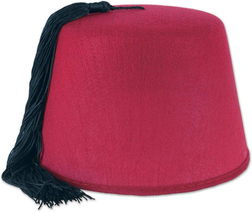 Beistle S60065AZ3 3 Piece Felt Fez Hats, Red/Black...