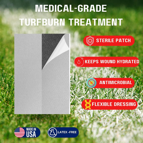 TURFGUARD Turf Burn and Wound Dressing, Hydrogel Pads with X-Static Silver, Soothing, Cooling Protective Treatment for Grass Burns & Wounds, 2" x ...