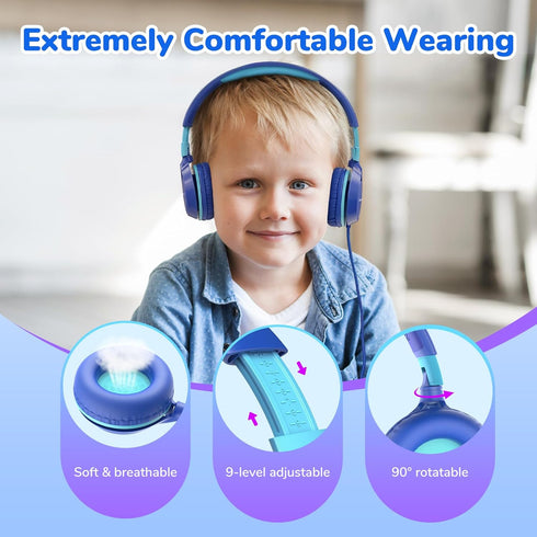EarFun S1 Kids Headphones, Foldable Wired Headphones for Kids, 85dB Volume Limit, Stereo Sound, Adjustable Headband, Portable Lightweight On-Ear H...