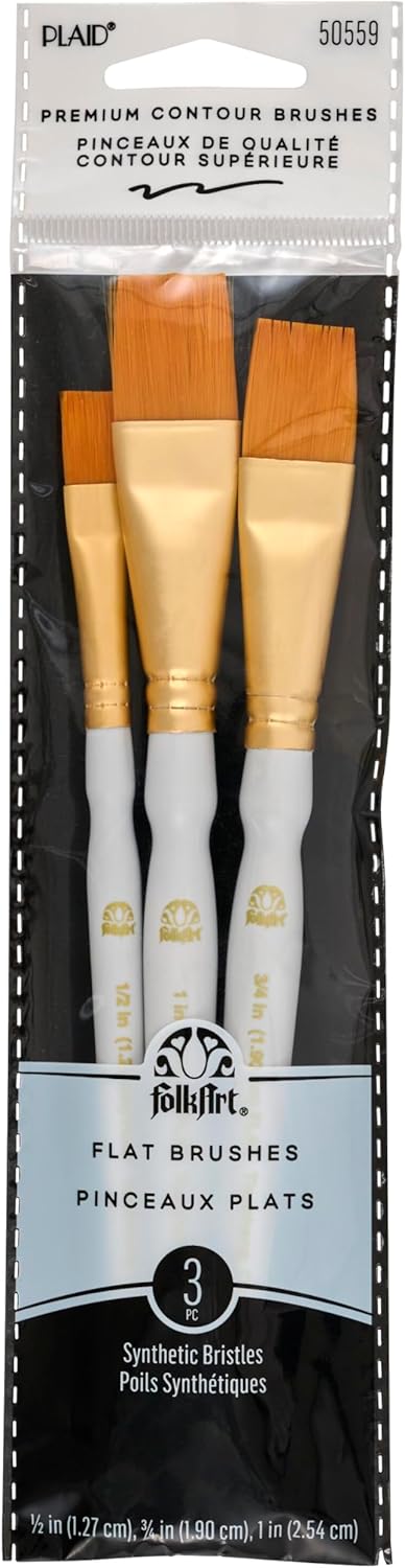 FolkArt Plaid Nylon Brush Set, 50559 Brown (3-Piece)...