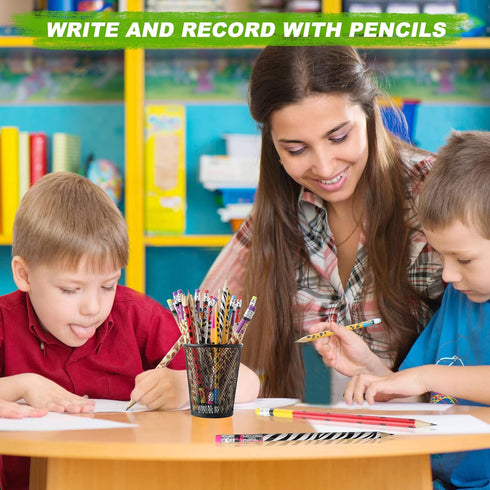 Zhehao 72 Pcs Jungle Theme Pencils Back to School Animal Print Pencils with Eraser Wood Safari Pencils Bulk Jungle Animal Birthday Party Favor Sup...