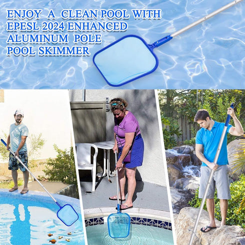 Pool Skimmer Net - 6.1 Foot Swimming Pool Leaves Cleaning Net Fine Mesh Rake Net - 4 x Detachable Intensify Aluminum Pole, Pond Leaf Cleaner Suppl...