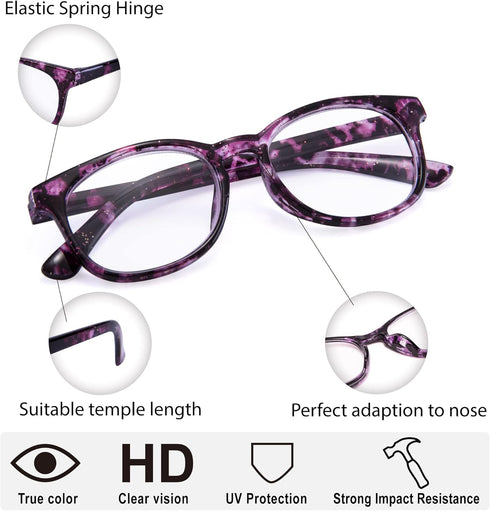 EYEGUARD Reading Glasses 4 Pack Quality Fashion colorful Readers for women...