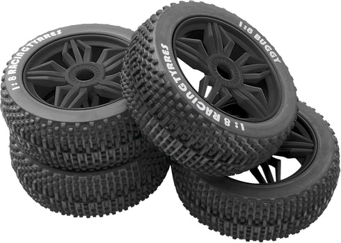 ShareGoo OD 4.52" 1/8 RC Buggy Rubber Tires Tyre w/ 5 Spoke Plastic Rim 17mm Hex Compatible with Arrma Kyosho Exceed RC Traxxas Redcat HSP HPI 1/8...