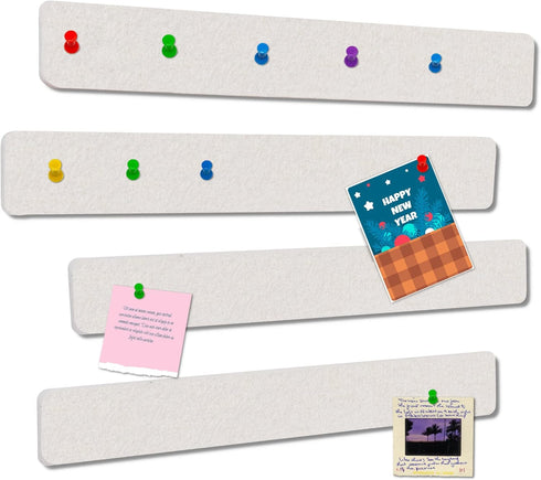 Felt Pin Boards Bar Strips for Walls Bulletin Board Removable with 24 Command Strips Memo Notice Boards as Classroom Office Decor, 4 Pack, 40 Push...