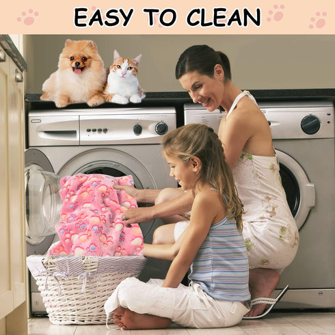 Upgraded Dog Blankets for Large Dogs, Dog Cat Blankets Washable 40" x 50", Soft Pet Mat Throw Cover for Kennel Crate Bed, Cute Paw Pattern, Dog Bl...