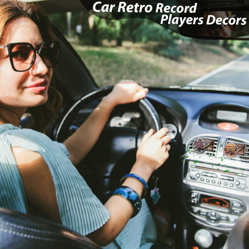 3 Pieces Air Freshener Record Player, Car Vent Clip Car Fragrance Diffusers Clips in Retro Style, 18 Pieces Aromatherapy Tablets Aromatherapy Repl...