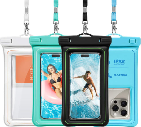 F-color Waterproof Phone Pouch - Floating with Sponge Air Cushion - IPX8 Waterproof Phone Case for iPhone 15 Pro Samsung S23 Up to 7", 12.7oz Buoy...