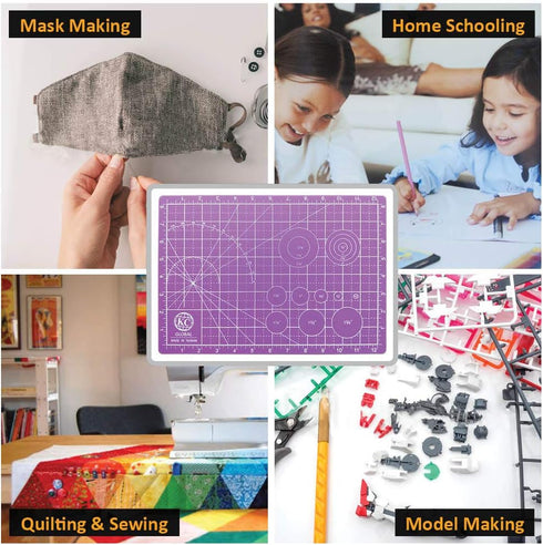 KC GLOBAL A4 (13"x9") Professional Grade Self-Healing Cutting Mat (Purple) - Odor-Free, Double-Sided, Eco-Friendly, Non-Slip, Premium Desk mat for...