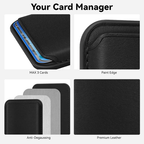 Stronger Magnetic Wallet Cell Phone Card Holder for iPhone 15 Series, RFID Leather Phone Wallet Stick on Series of iPhone 14/13/12 Pro/Promax and ...
