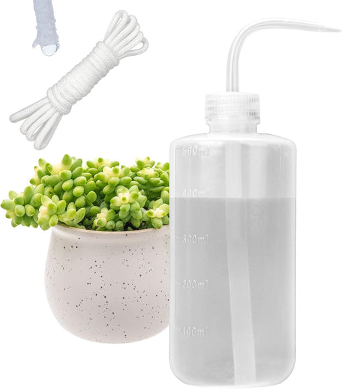 500ML Watering Bottle with 6 feet Self Watering Wick for Succulent Indoor Plants Cactus Squeeze Wash Can Long Nozzle Bend Mouth Waterer Bonsai Ter...