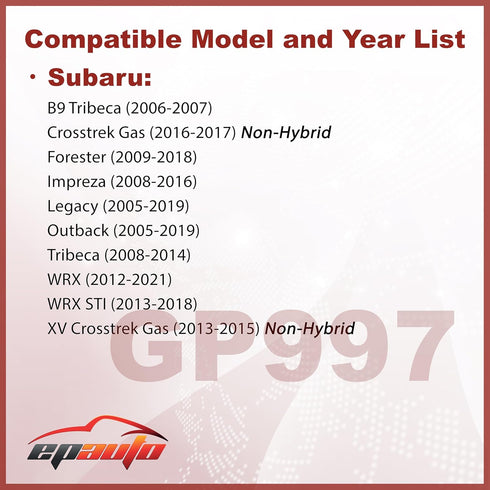 EPAuto GP997 (CA9997) Panel Engine Air Filter, Compatible with Subaru Impreza (2008-2016), Legacy (2005-2019), Outback (2005-2019), WRX (2015-2018...