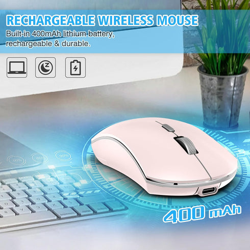 AooKoNi Wireless Mouse, Rechargeable 2.4G USB Optical Wireless Mouse, 3 Adjustable DPI Levels Silent Rechargeable Mouse for Laptops, PC, Computers...