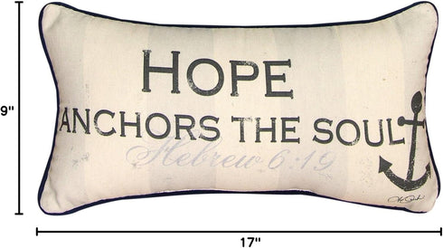 Manual Woodworkers & Weavers Inspirational Throw Pillow, 17 x 9, Hope Anchors The Soul...