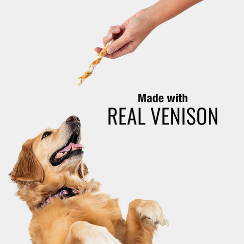 Good ‘n’ Fit Twist Sticks Made with Real Venison, 15 Count, Treat Your Dog to Long-Lasting and Highly Digestible Rawhide Chews...