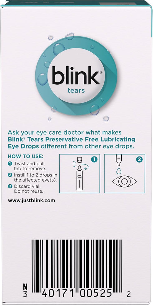 Blink Tears Preservative Free Lubricating Eye Drops 25 ct 0.01 fl oz EA (0.4 mL EA) (Pack of 2)...