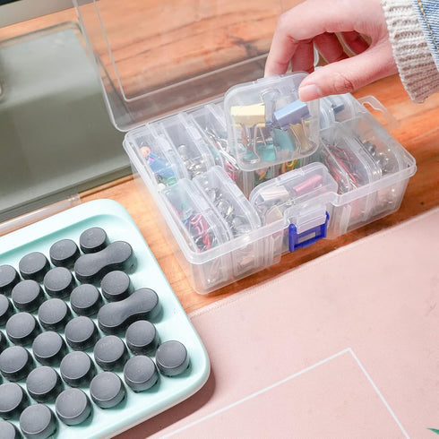 13 Pieces Small Plastic Craft 0rganizers and Storage, Transparent Box with Hinged Lid for Storage of Jewelry, Diamonds, DIY Art Craft Accessory...