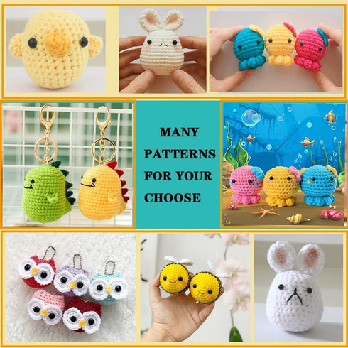 YWQZBHEMO 3 Pattern Crochet Kits - Crochet 3 Different Patterns Sets for Beginners/Experts - Rabbit, Chicken, Bee for Adult Starters, Kids, includ...