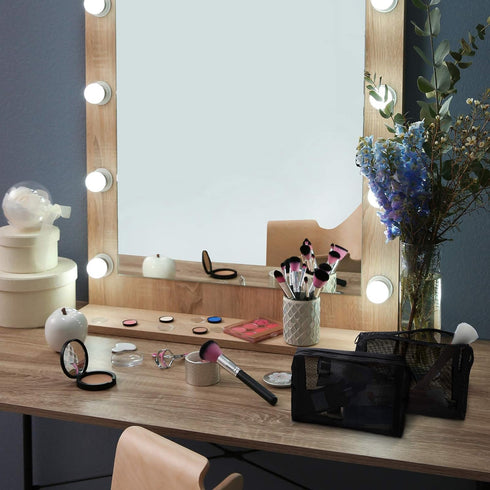 Frienda 10 Pieces Mesh Makeup Bag Portable Mesh Cosmetic Bag Black Mesh Zipper Pouch Breathable Travel Toiletry Bag for Home Offices Travel Access...