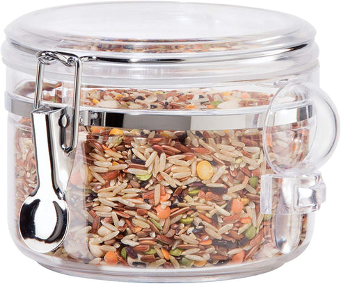 OGGI Clear Canister Airtight 28oz - Clamp Lid & Spoon - Airtight Food Storage Containers, Ideal for Kitchen & Pantry Storage of Bulk, Dry Food Inc...