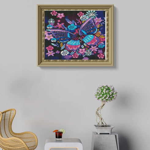 KARMOGSO 2 Pack Stamped Cross Stitch Kits for Adults Beginners,Purple Butterfly Counted Cross Stitch Kit,Full Range of Needlepoint Stamped Kits Ne...