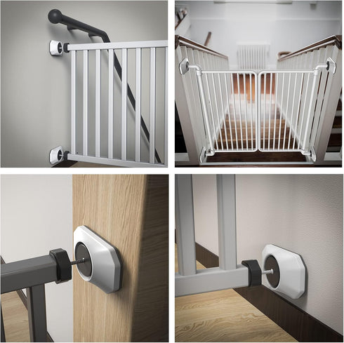ICERO - Baby Gate Wall Protector - Protect Walls & Doorways from Pet & Dog Gates - for Child Pressure Mounted Stair Safety Gate- 4 Pack, White...