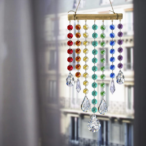 Hanging Crystal Prism Suncatcher Window Garden Decoration Ornament Rainbow Glass Beads Chain Pendant Crystal Wind Chimes...