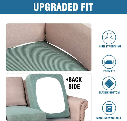 Super Stretch Individual Seat Cushion Covers Sofa Covers Couch Cushion Covers Slipcover Sets Thick Jacquard Textured Twill Fabric (2 Cushion Loves...