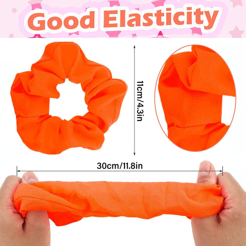 2 Pcs 80s Neon Scrunchies Orange Scrunchie Solid Neon Hair Accessories Elastic Neon Orange Scrunchies Large Voile Hair Ties Hair Bands Ponytail Ha...