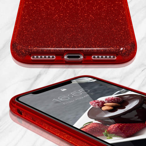 MATEPROX Compatible with iPhone XR case,Bling Sparkle Cute Girls Women Protective Christmas Case(Red)...
