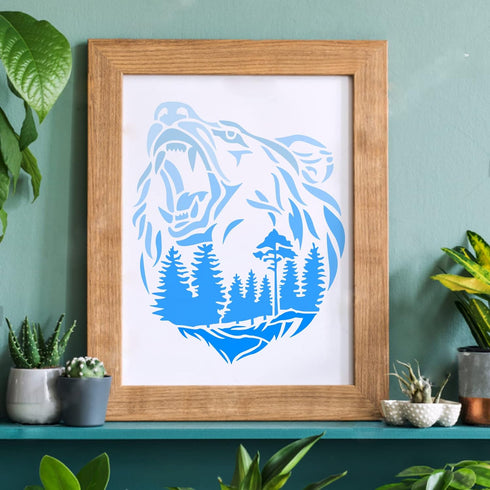 FINGERINSPIRE 12PCS/Set Bear Deer Eagle Rabbit Wolf Stencils, 11.8x11.8 Inch Tiger Elephant Claw Animal Stencils for Drawing, Wildlife Stencils fo...