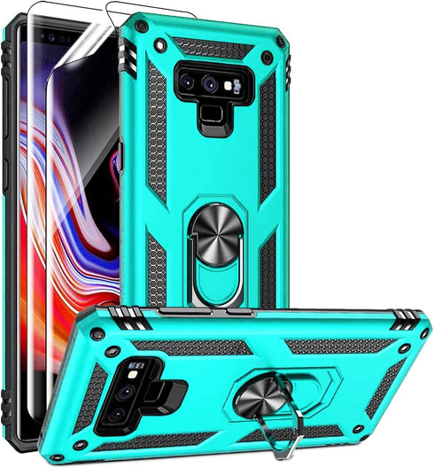 Androgate for Samsung Note 9 Phone Case, Galaxy Note 9 Case with 3D PET Screen Protector, Military-Grade Ring Holder Kickstand Car Mount 15ft Drop...
