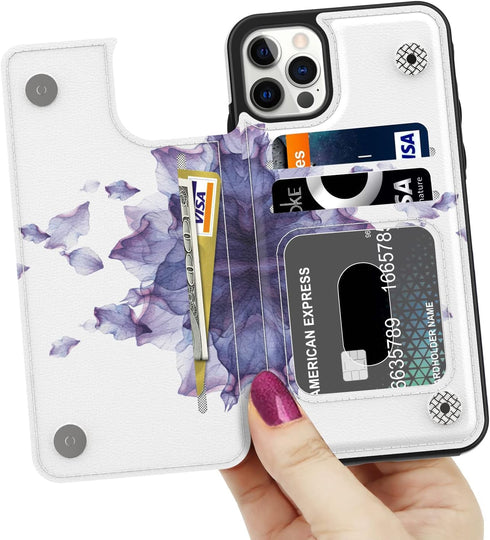 LETO for iPhone 13 Pro Case,Luxury Flip Folio Leather Wallet Case Cover with Fashion Designs for Girls Women,Card Slots Kickstand Protective Phone...