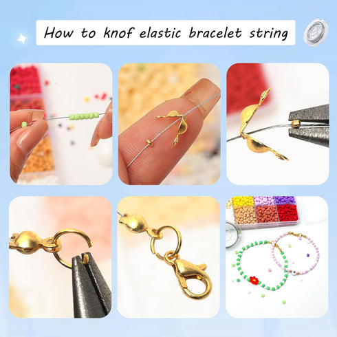 4mm Seed Beads Bracelet Making Kit, Glass Beads for Bracelets Friendship Bracelet Kit, Coloured Waist Beads Kit with Letter Beads Pearl Charm Bead...