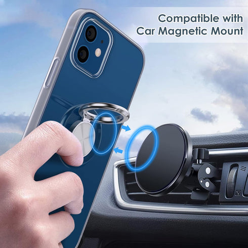Hython Case for iPhone 12 Case & iPhone 12 Pro Case with Ring Stand, Clear Body with 360° Rotatable Ring Holder Magnetic Kickstand, Soft TPU Shock...