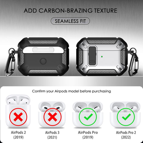 AirPods Pro 2nd Gen Case with Cleaning Kit, Military Hard Case Protective Armor with Lock, for AirPod Gen 2 Charging Case (2023/2022/2019, 2nd Gen...