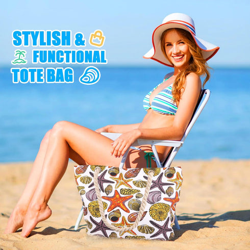 Large Beach Bag for Women, Travel Utility Bag with Pocket Zipper Tote, Waterproof Sandproof Tote Bag...