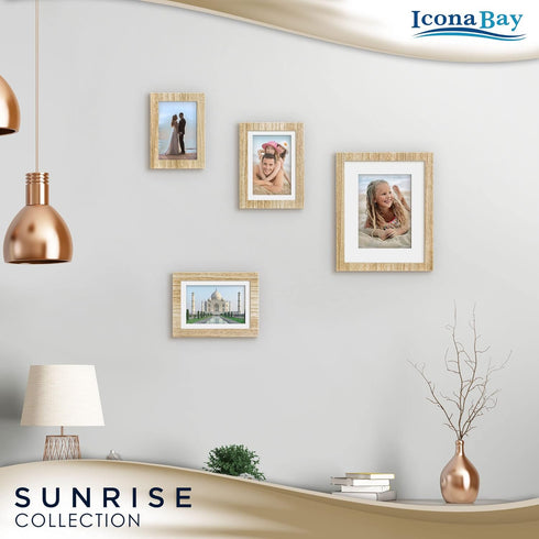 Icona Bay - 5x7 Mat to 4x6 Ash Brown Picture Frame - Painted Solid One-Piece Wood Composite, Modern Farmhouse - Sunrise Collection...