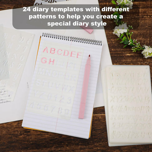 24pcs Calligraphy Stencil Kit, Various Shapes Letters Numbers Patterns Common Symbols Graphics Templates Reusable Painting Stencils for Wall Chalk...
