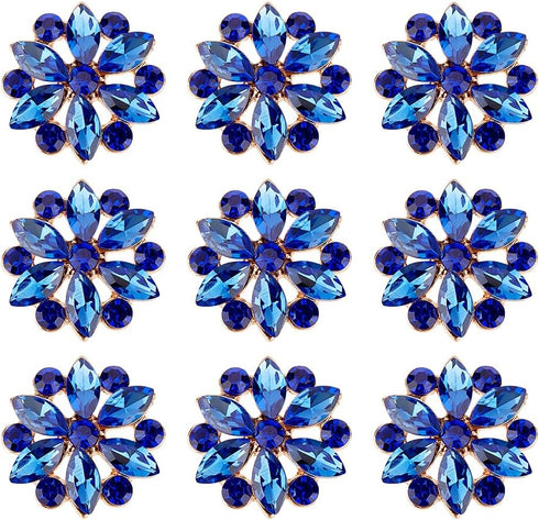 FINGERINSPIRE 10PCS Rhinestone Shank Buttons Flower Pattern Rhinestone Buttons Alloy Rhinestone Buttons for Sewing Alice Blue Rhinestone Jewlery B...