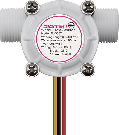 DIGITEN G3/8 Water Flow Sensor Witch, Hall Effect Flowmeter Liquid Fluid Meter Sensor Switch Flowmeter Meter 0.3-10L/min...
