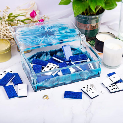 Resin Rectangle Box Mold, Epoxy Silicone Large Storage Container with Lid for Casting, DIY Organizer for Dominoes, Coffee Pods, Jewelry, Napkin, C...