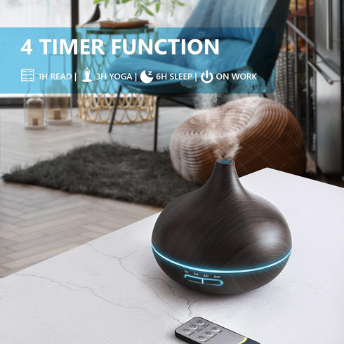Diffusers for Essential Oils Large Room, 550ml Essential Oil Diffusers with Remote Control, Ultrasonic Oil Diffuser with Timer, 7 Colors Light for...