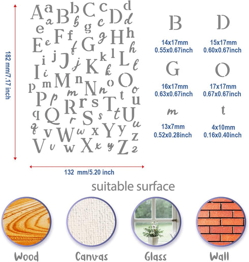 BENECREAT Letters Stencils, Irregular A to Z Alphabet Metal Stencil Uppercase Lower Letters Template for Painting, Wood Burning, Engraving, Scrapb...