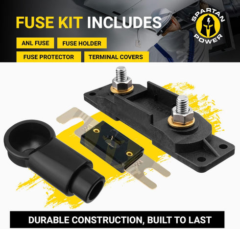 Spartan Power 150 Amp ANL Fuse & Holder Kit Black...